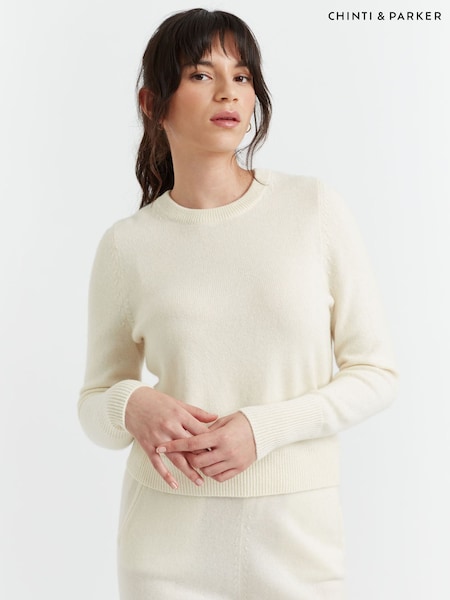 Chinti & Parker Cream Pure Cashmere Crop Jumper (AC1931) | R$ 2.715