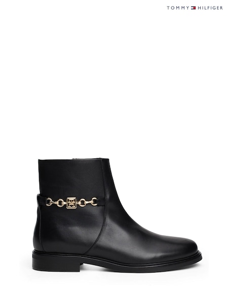 Tommy Hilfiger Chain Leather Low Black Boots (AC2037) | €217