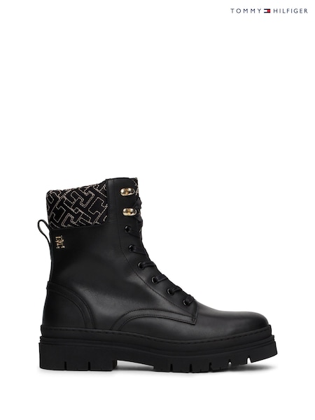 Tommy Hilfiger Lace Up Leather Black Boots (AC2041) | LEI 1,341
