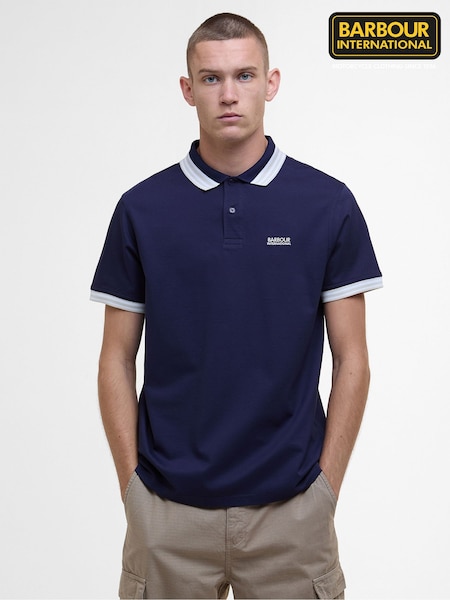 Barbour® International Blue Caleb Multi Tipped 100% Cotton Polo Shirt (AC2110) | €79