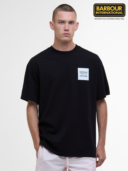 Barbour® International Micro Block Graphic 100% Cotton Black T-Shirt (AC2127) | 247 QAR