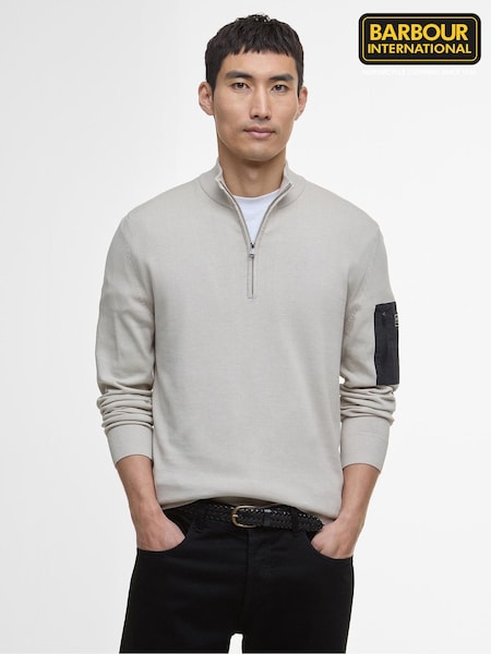 Barbour® International Mink Blades 100% Cotton Half Zip Jumper (AC2131) | €143