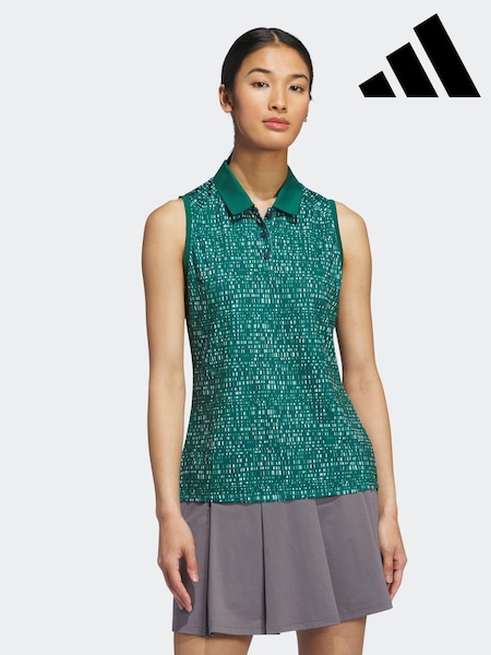 adidas Golf Green Printed Sleeveless Polo Shirt (AC2138) | €26