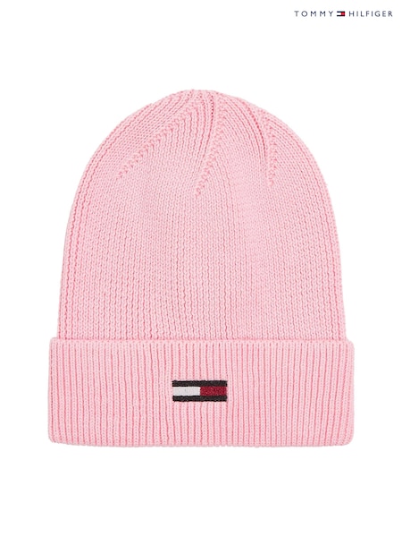 Tommy Hilfiger Pink Elongated Flag Beanie (AC2173) | AED87