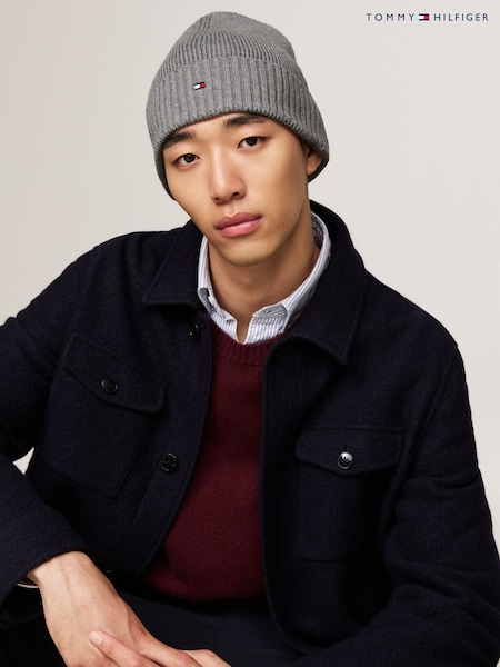 Gris - Tommy Hilfiger Cotton Cashmere Beanie (AC2216) | 57 €