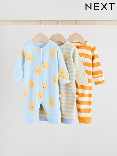 Gelb/Blau - Baby Footless Sleepsuits 3 Pack (0mths-3yrs) (AC2255) | 28 € - 31 €