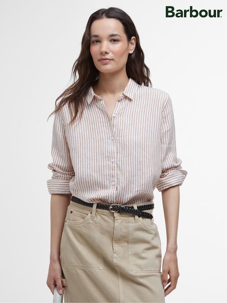 Barbour® White Chrome Marine Striped 100% Linen Shirt (AC2256) | 592 QAR