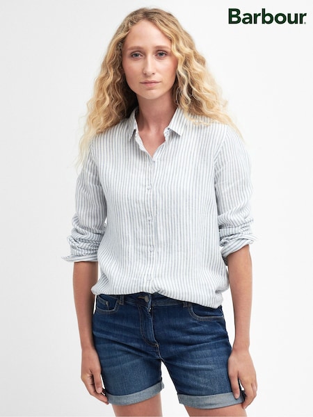 Barbour® White Marine Striped 100% Linen Shirt (AC2259) | €137