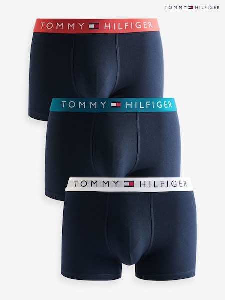Tommy Hilfiger Blue Chrome Blue Waistband Trunks 3 Pack (AC2273) | 101 QAR