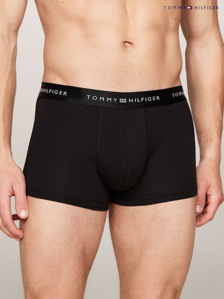 שחור - Tommy Hilfiger Signature Essential Waistband Trunks 3 Pack (AC2295) | ‏226‏₪