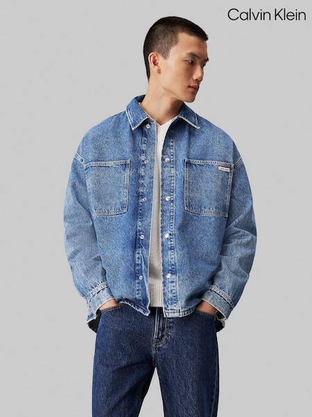 Calvin Klein Blue Oversized Linear Overshirt (AC2297) | €79