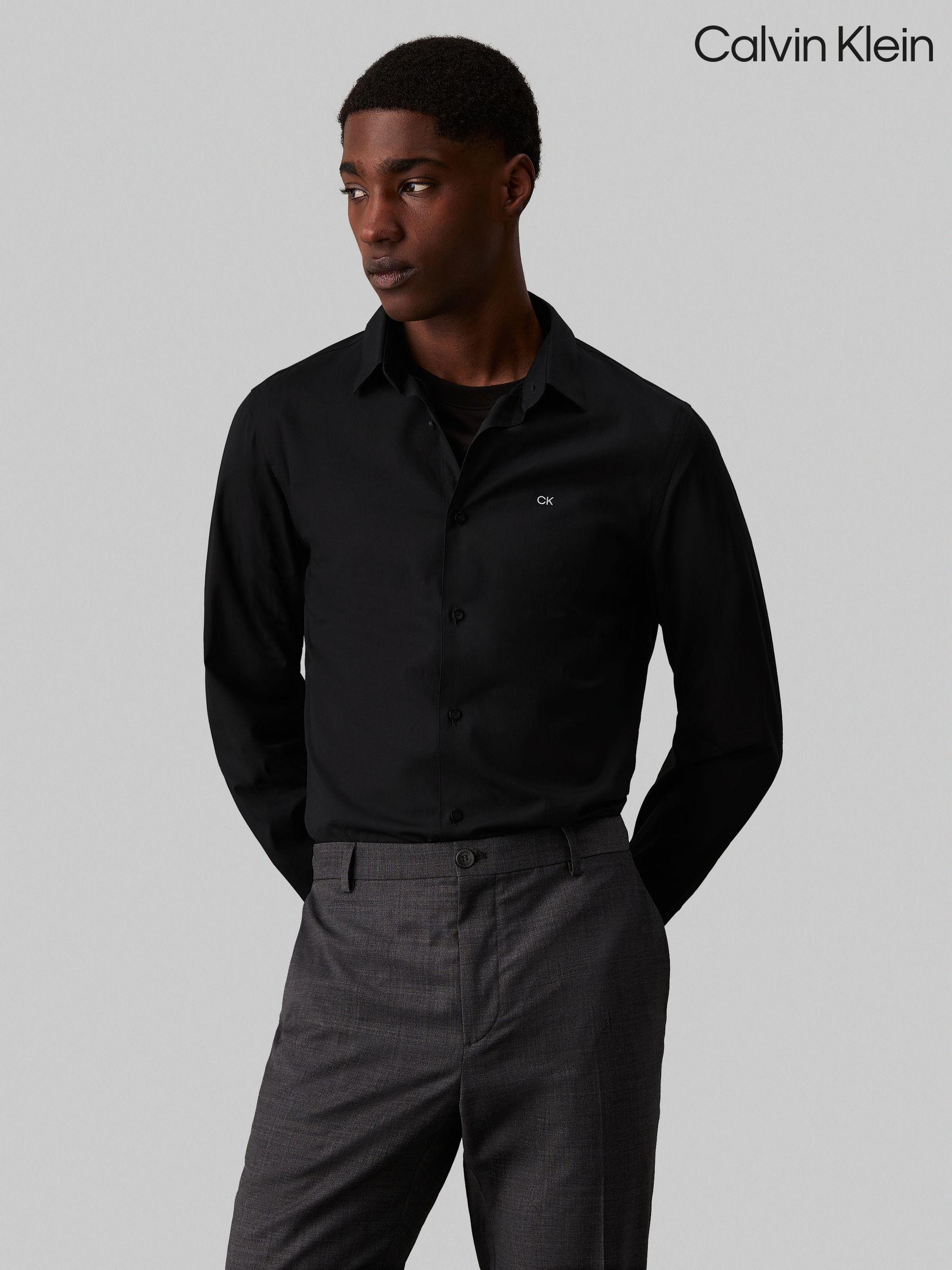 Black calvin klein dress shirt deals