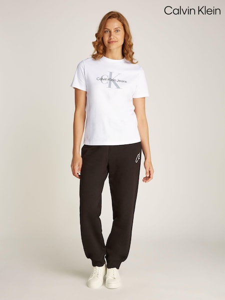 Calvin Klein White 100% Cotton Monologo Jersey Short Sleeved T-Shirt (AC2302) | AED131
