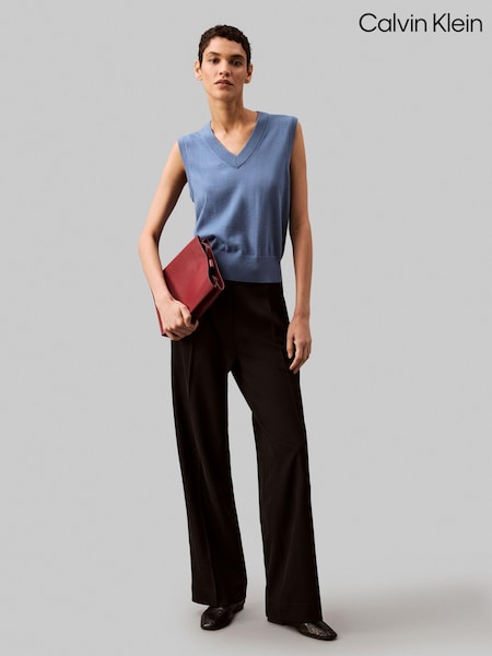 Calvin Klein Black Soft Crepe Pleated Trousers (AC2310) | €107