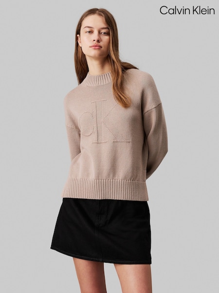 Natural - Pulover cu intarsia Calvin Klein (AC2318) | 573 LEI