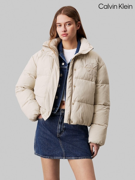 Calvin Klein Natural Chenille Monologo Puffer Jacket (AC2322) | €301