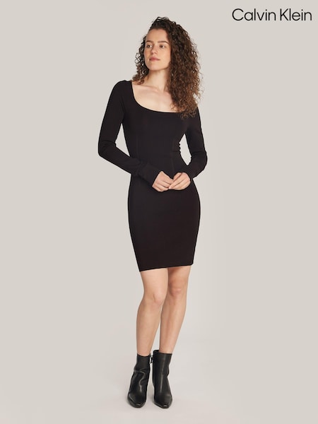Calvin Klein Black Sculpted Long-Sleeved Sweater Dress (AC2323) | €79