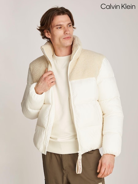 Calvin Klein White Sherpa Puffer Jacket (AC2333) | €139