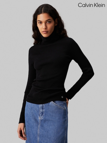Calvin Klein Woven Label Roll Neck Jumper (AC2344) | ‏453‏₪