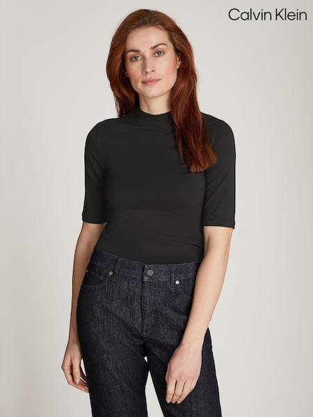 Calvin Klein Black Slim Fit Stretch 1/2 Mock Neck Top (AC2345) | €42