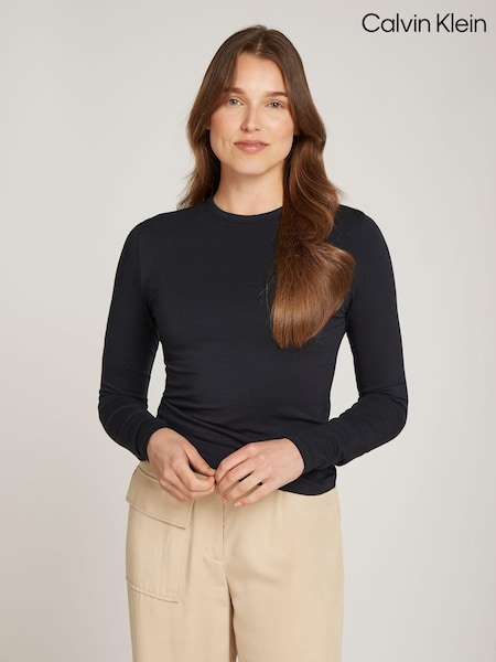 Calvin Klein Black Slim Fit Stretch Crew Neck Long Sleeved Top (AC2347) | 161 QAR