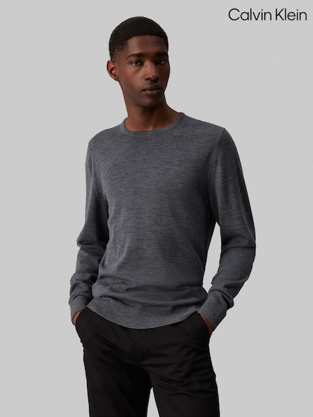 Calvin Klein Grey Merino Crew Neck Jumper (AC2354) | 695 zł