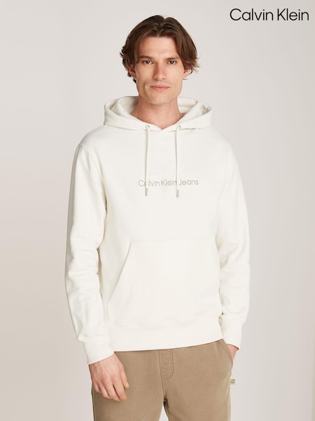 Alb - Calvin Klein Chenille Hanorac cu glugă (AC2367) | 459 LEI
