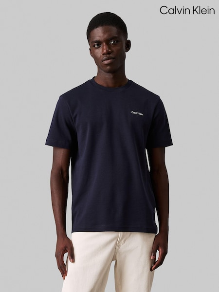 Calvin Klein Blue 100% Cotton Micro Logo Interlock T-Shirt (AC2378) | €32