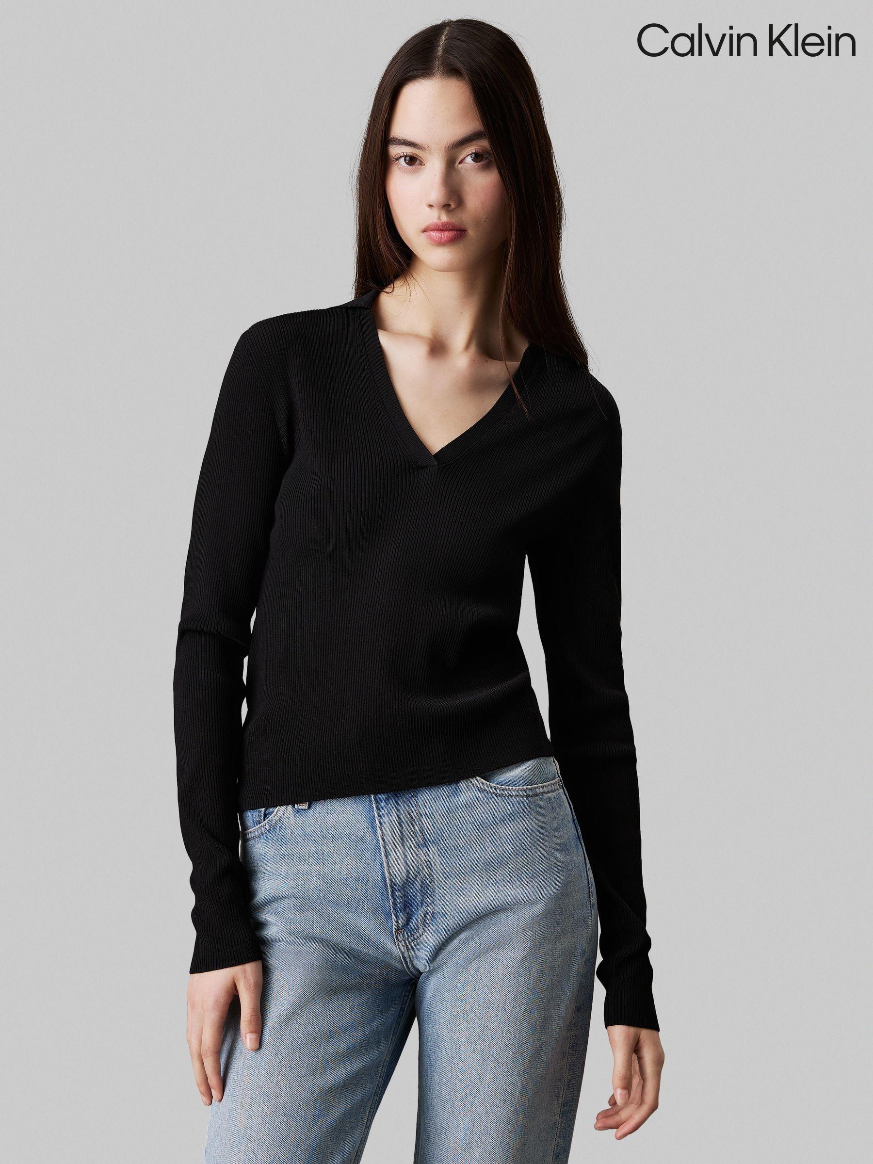 Women s Calvin Klein Long Sleeve V Neck Casual Jumpers Next Luxembourg