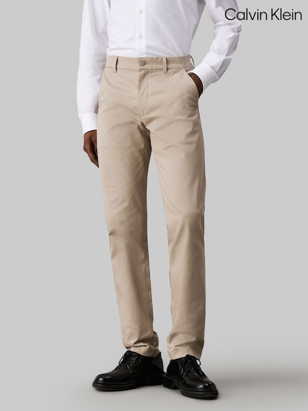 Черный/серый - Calvin Klein Slim Fit Satin Stretch Chino Trousers (AC2428) | €64