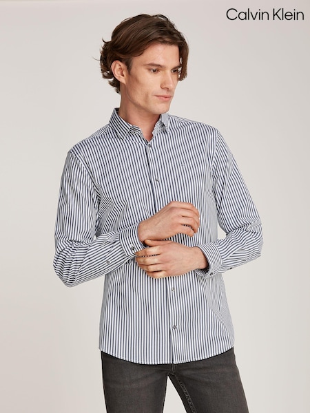 Calvin Klein Blue Poplin Stretch Stripe Shirt (AC2442) | 237 zł