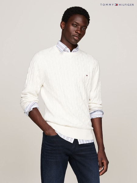 Tommy Hilfiger White Classic Cable Jumper (AC2468) | R$ 1,285