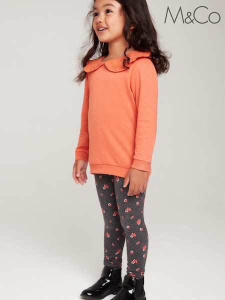 M&Co Orange Collared Top and Ditsy Leggings Set (AC2477) | €4 - €5