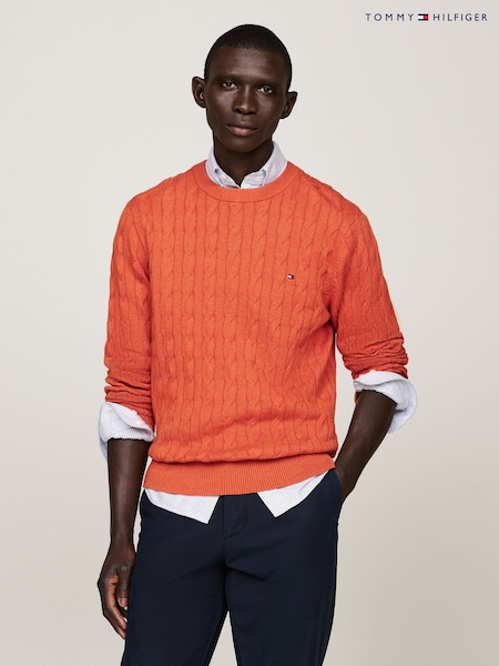 כתום - Tommy Hilfiger Classic Cable Jumper (AC2481) | ‏654‏₪