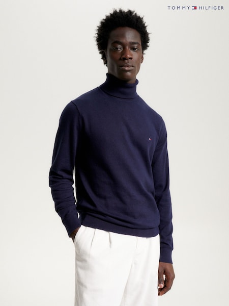 Tommy Hilfiger Blue Pima Cotton Cashmere Roll Neck Sweater (AC2491) | R$ 1,185
