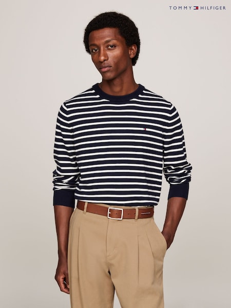 Tommy Hilfiger Blue Cotton Blend Jumper With Cashmere (AC2496) | R$ 1,085
