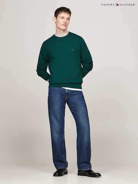 Vihreä - Tommy Hilfiger Cotton Blend Jumper With Cashmere (AC2498) | €121