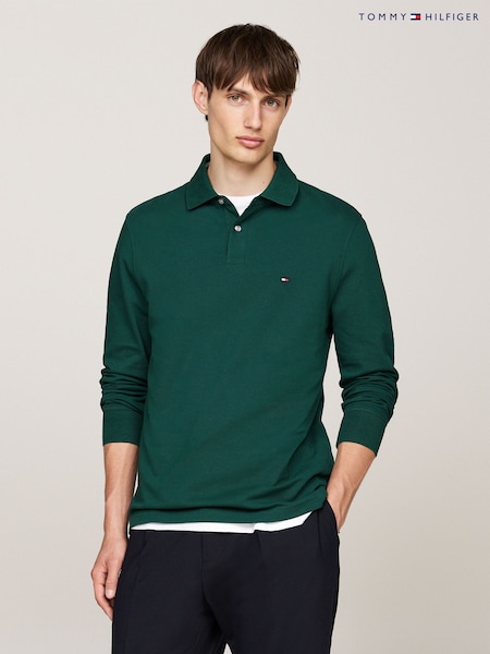 Verde - Tommy Hilfiger 1985 Regular Mânecă lungă Tricouri polo (AC2505) | 443 LEI