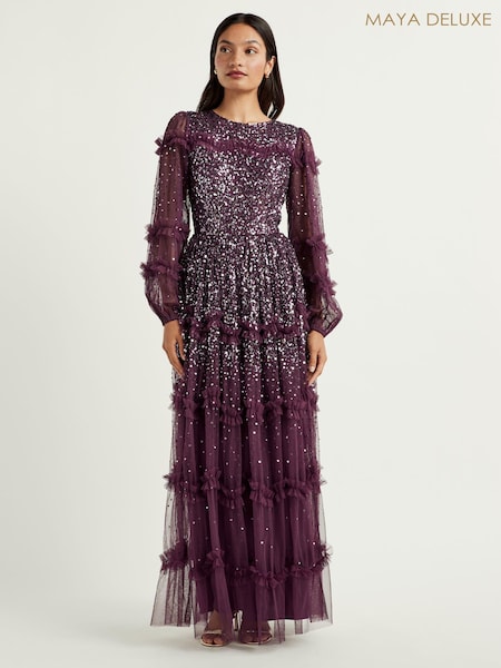 Maya Blouson Sleeve Sequin Maxi Dress With Ruffle Detail (AC2510) | 136 €