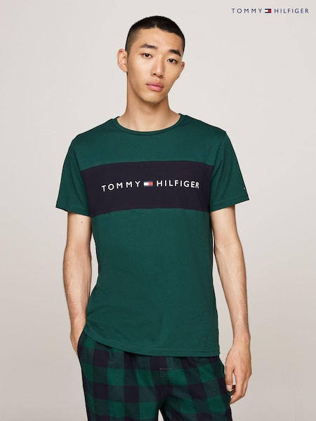 Tommy Hilfiger Green Short Sleeved Block Logo 100% Cotton T-Shirt (AC2523) | €27