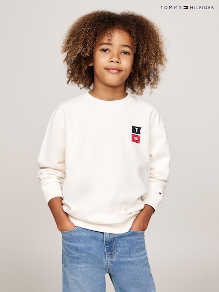 Tommy Hilfiger White White Flags Embroidered Sweatshirt (AC2551) | AED145