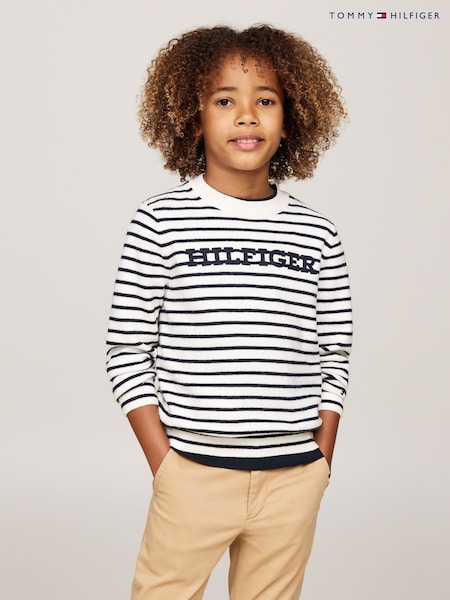 Albastru - Tommy Hilfiger Albastru Croială clasică Monotype Pulover (AC2564) | 287 LEI