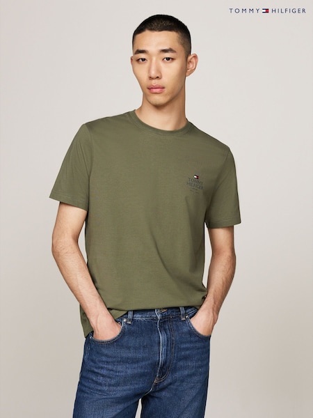 Tommy Hilfiger Green 100% Cotton Hilfiger Stack T-Shirt (AC2572) | 127 SAR