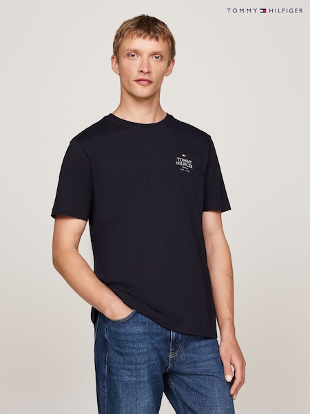 Tommy Hilfiger Blue 100% Cotton Hilfiger Stack T-Shirt (AC2582) | 127 SAR