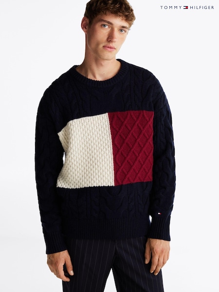 Tommy Hilfiger Blue Cable Flag Sweater (AC2603) | €119