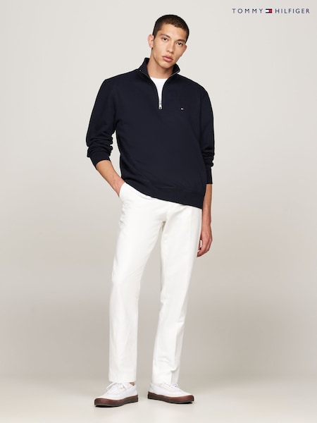 Tommy Hilfiger Blue Essential Fleece Quarter Zip Sweatshirt (AC2604) | AED641