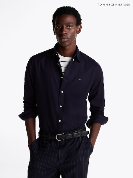 Tommy Hilfiger Blue Regular Fit Flex Brushed Solid Shirt (AC2610) | €56