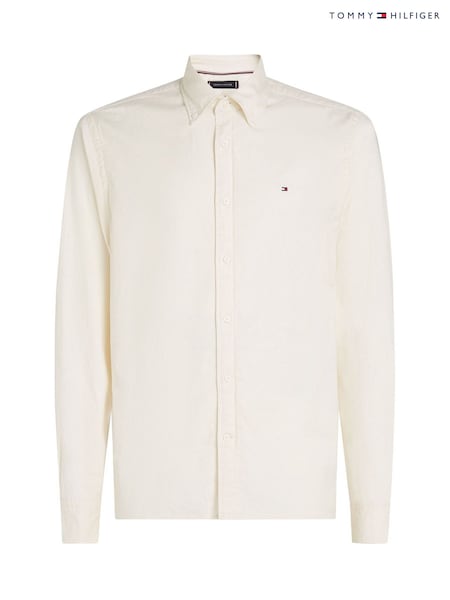 Cream - Cămașă Tommy Hilfiger Croială clasică Flex periată solidă (AC2613) | 443 LEI