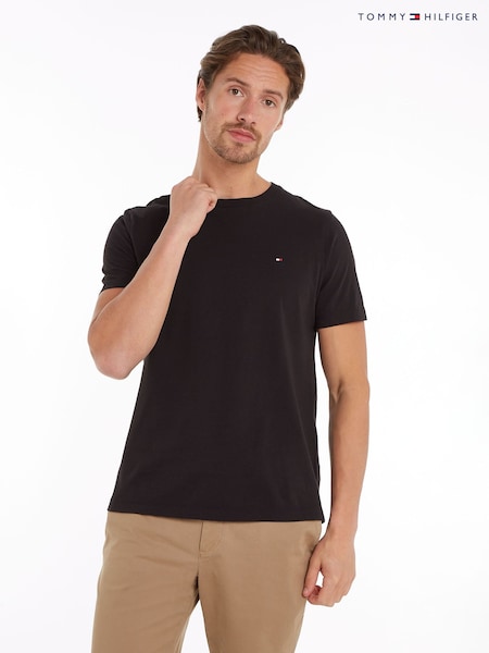 Tommy Hilfiger Black Regular Fit Essential Solid 100% Cotton T-Shirt (AC2624) | R$ 395