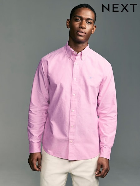Pink Regular Fit Long Sleeve Oxford Shirt (AC2633) | €35